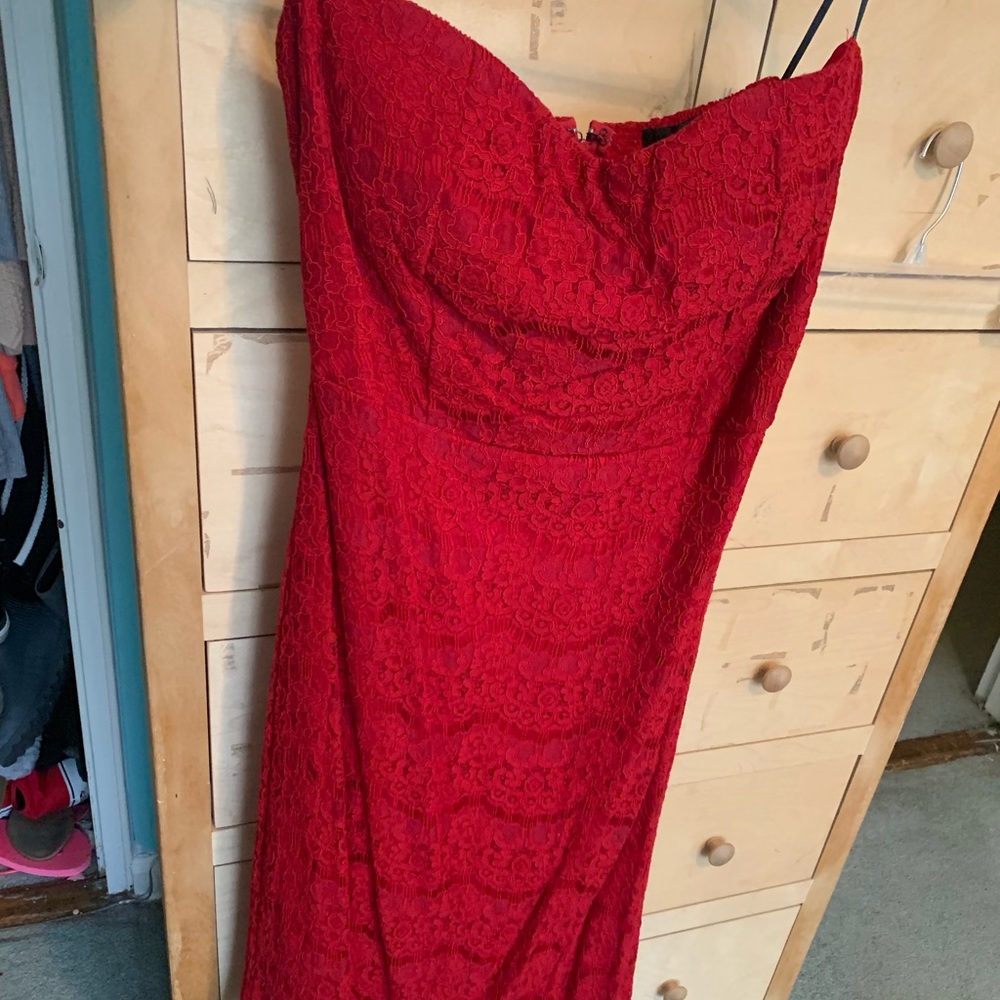 Red dress strapless